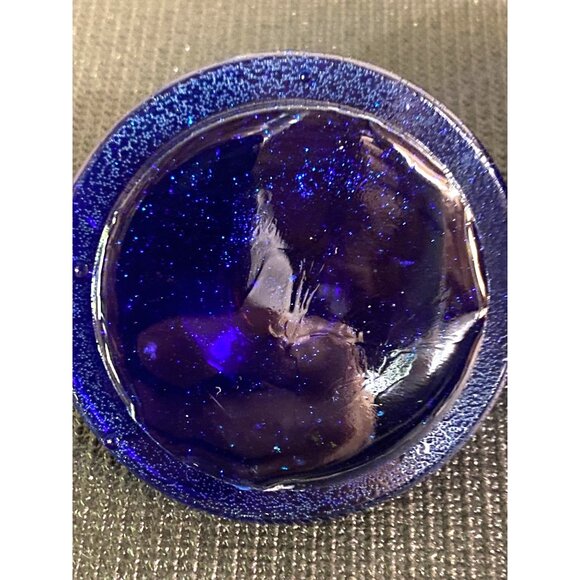 Handcrafted Cobalt Blue Resin Lidded Jar Glittery and Sparkle Accessory for Home - Picture 3 of 6